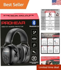 Rechargeable Bluetooth Hearing Protection Headphones with 120H Playtime - Black