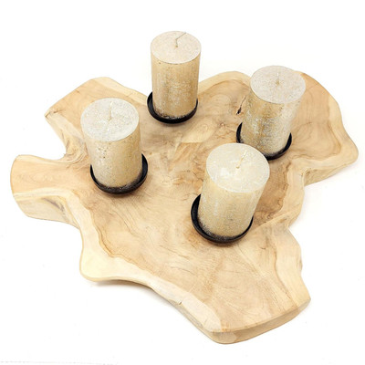 Adventsleuchter Kerzenhalter Teak für 4 Kerzen 55cm CreaFlor Home