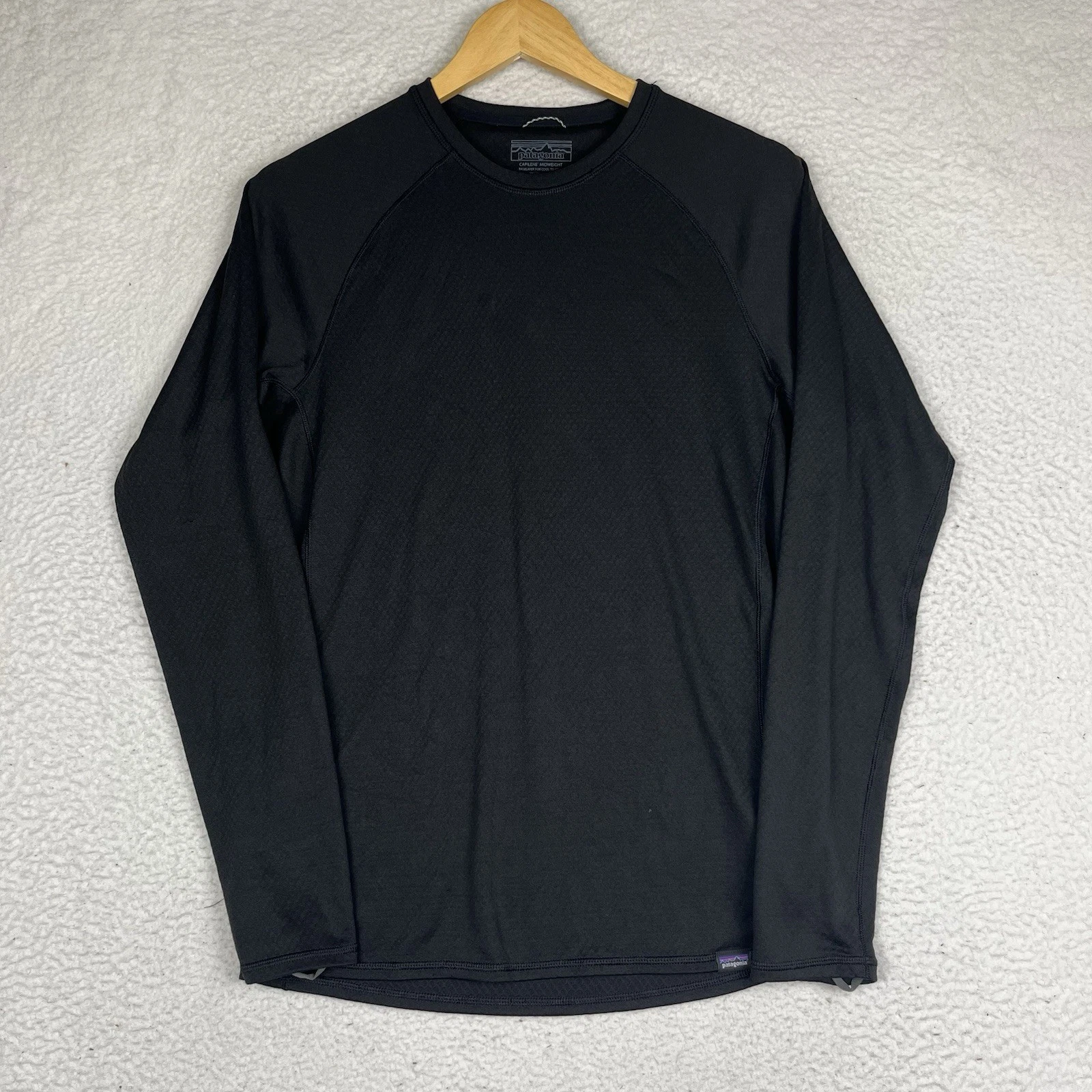 Patagonia Capilene Midweight Shirt Mens Medium Black Long Sleeve Crewneck Base
