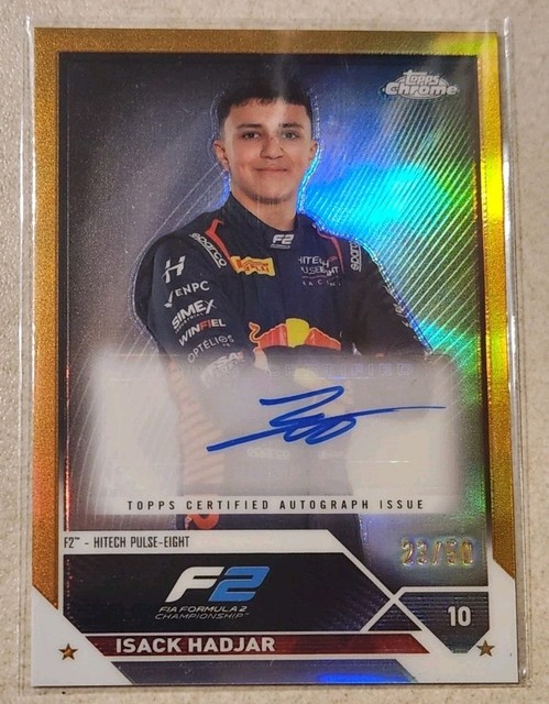 2023 Topps Chrome Formula 1 Isack Hadjar Gold Refractor Autograph #23/50