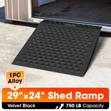 29"x24" Shed Ramp for Riding Mower Anti-Slip Punch Plate Ramp Velvet Black 750LB