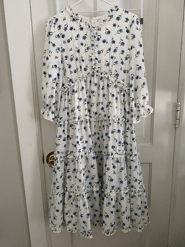Modest Women's Dress Dainty Floral 7999-31 - Blue