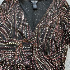 Max And Cleo Dress Womens S Black Wrap Dress Belted Midi V-Neck Long Sleeve