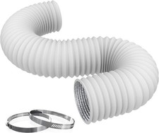 Dryer Vent Hose Flexible Aluminum Foil PVC Air Ducting for 4IN 8FT, White
