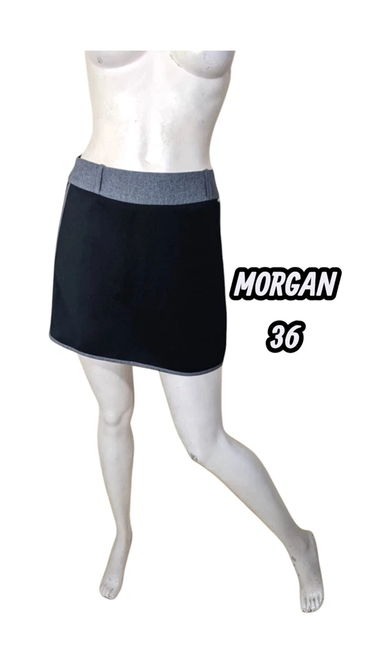 Morgan Taille 36 Superbe jupe noire et grise en polyester skirt - Photo 1/3