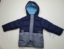 NEW Carter's Size M 5-6 Navy/Gray Puffer Winter Coat Jacket Fleece lined Hooded