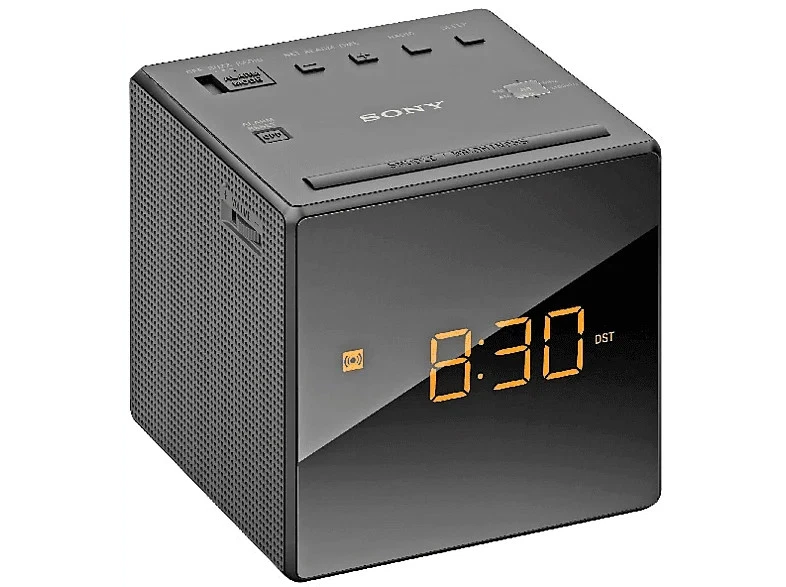 Despertador - Sony ICF-C1B, Radio AM/FM, Alarma, Batería de reseva, Negro
