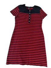 Chaps T-shirt Dress Women’s SZ L Red, Blue Stripes Short Sleeve Knit Pickleball