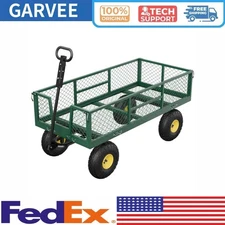 900 LBS Garden Cart on Wheels W/Adjustable Handles Removable Mesh Sides Convert