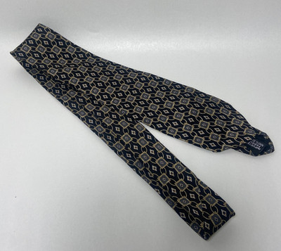 Andhurst Hand Woven All Silk Tie Brown Gold  Geometric 51 in by 3 in