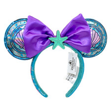 Disney's Minnie Mouse The Little Mermaid Ear Headband Seafoam Starfish Accent