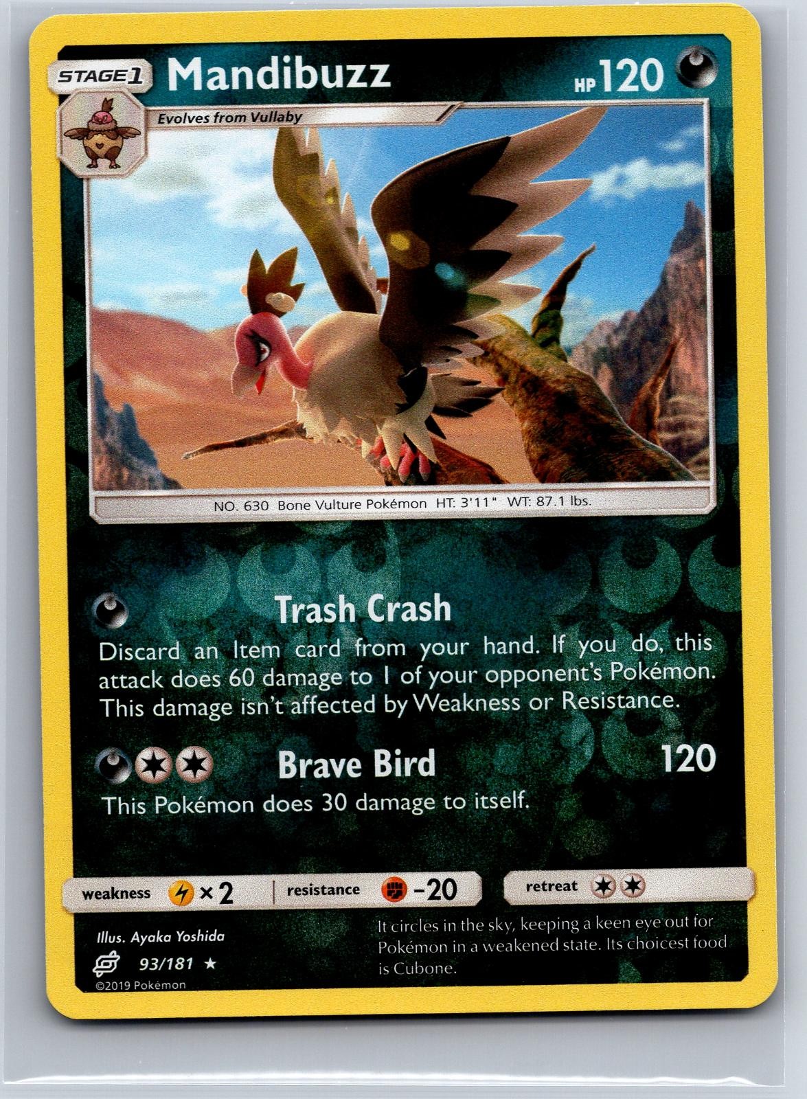 Mandibuzz 93/181 Rare Team Up Pokemon Reverse Holo NM/M 620b-54