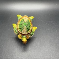 Hand Crafted Sea Turtle Trinket Box Made with Swarovski Crystals & Green Enamel 