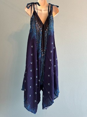 Womens Rayon Harem Romper Jumpsuit, Boho Hippie and Parachute Style w/ pockets