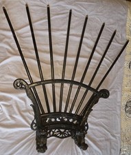 Râtelier d' armes Indochine ou porte cannes - Bois noirci - Décor Lions & bambou