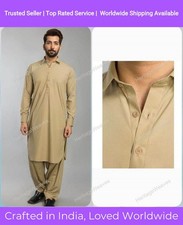 Mens Kurta Ethnic Shirts Top Shirt Solid Mens Wear Cotton Cloth Kurta Brown