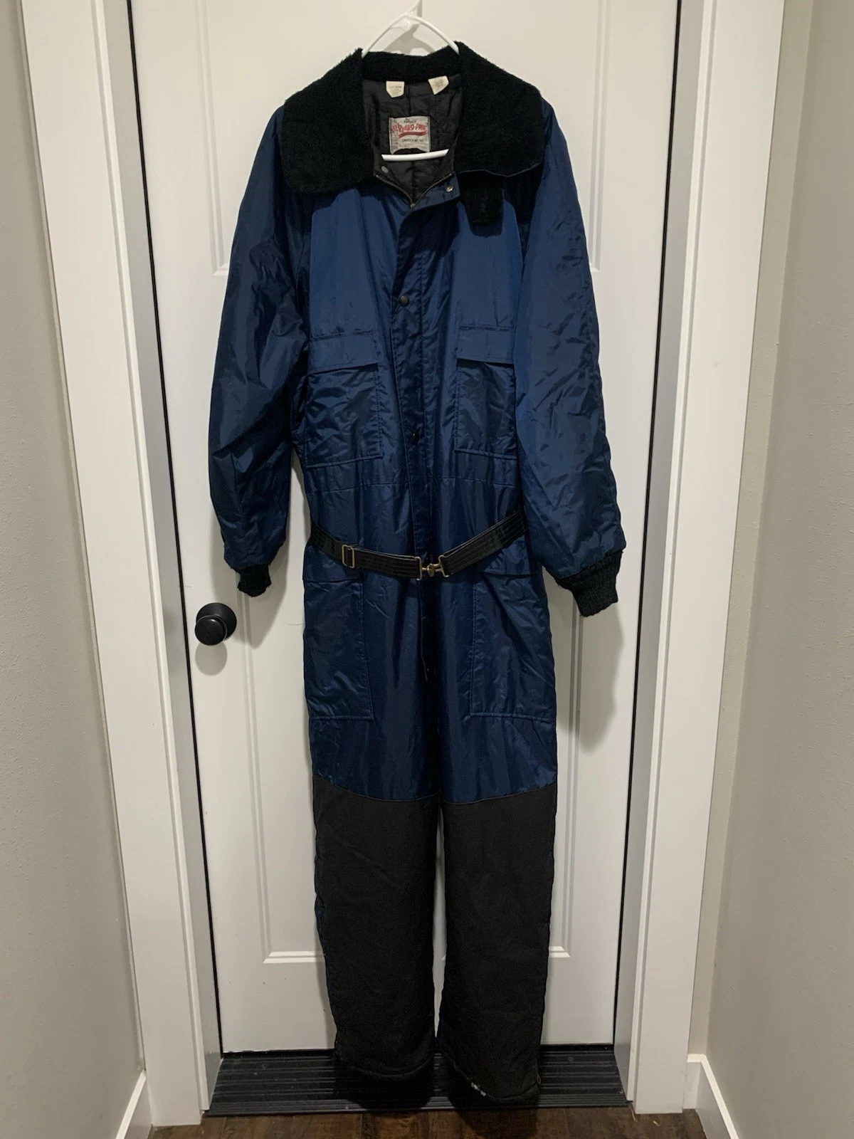 Vintage Walls Blizzard Pruf Insulated Snow Suit Blue Coveralls Size XL Regular