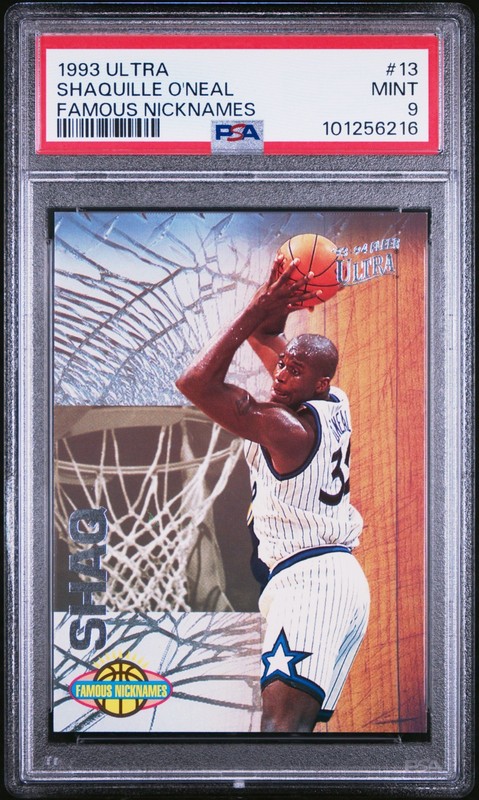 PSA 9 1993 ULTRA SHAQUILLE O'NEAL FAMOUS NICKNAMES SHAQ #13 MINT