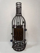 Metal Wire Wine Bottle Cork Holder with Colored Beads