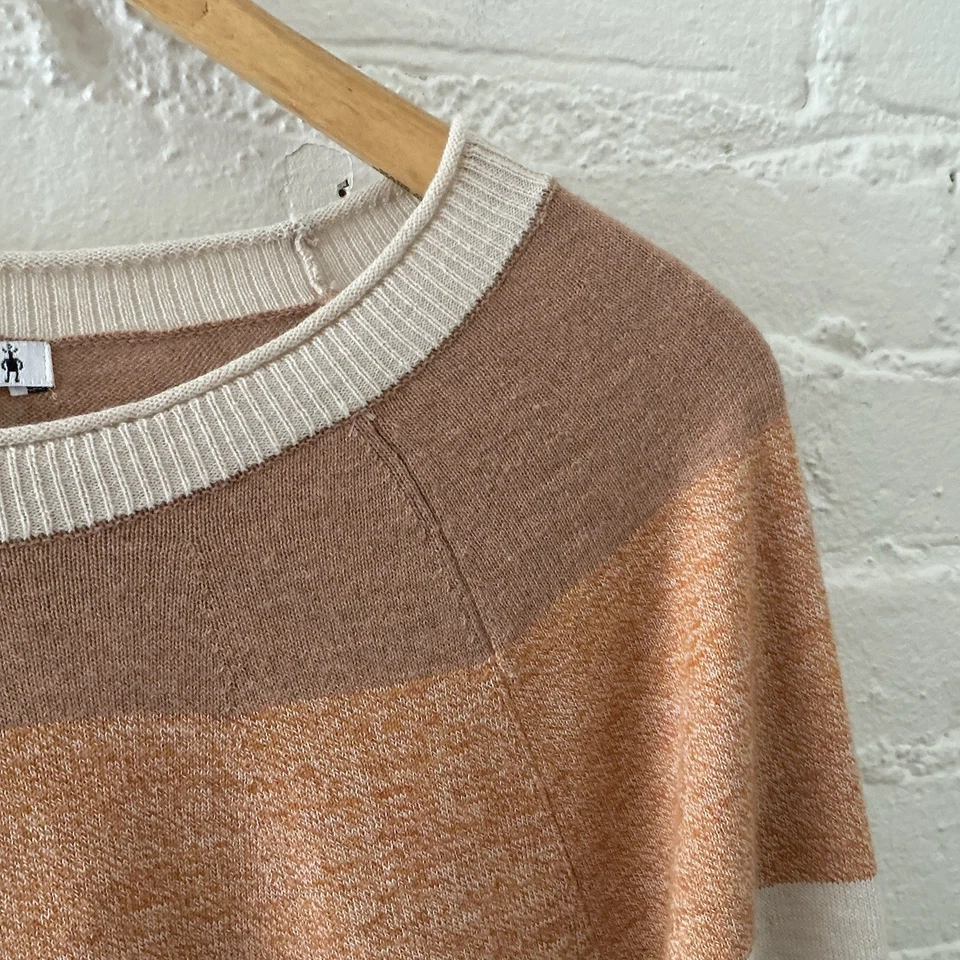 Smartwool Sweater Womens Medium Edgewood Colorblock Beige Wool Blend Cozy Comfy - Image 4 of 4