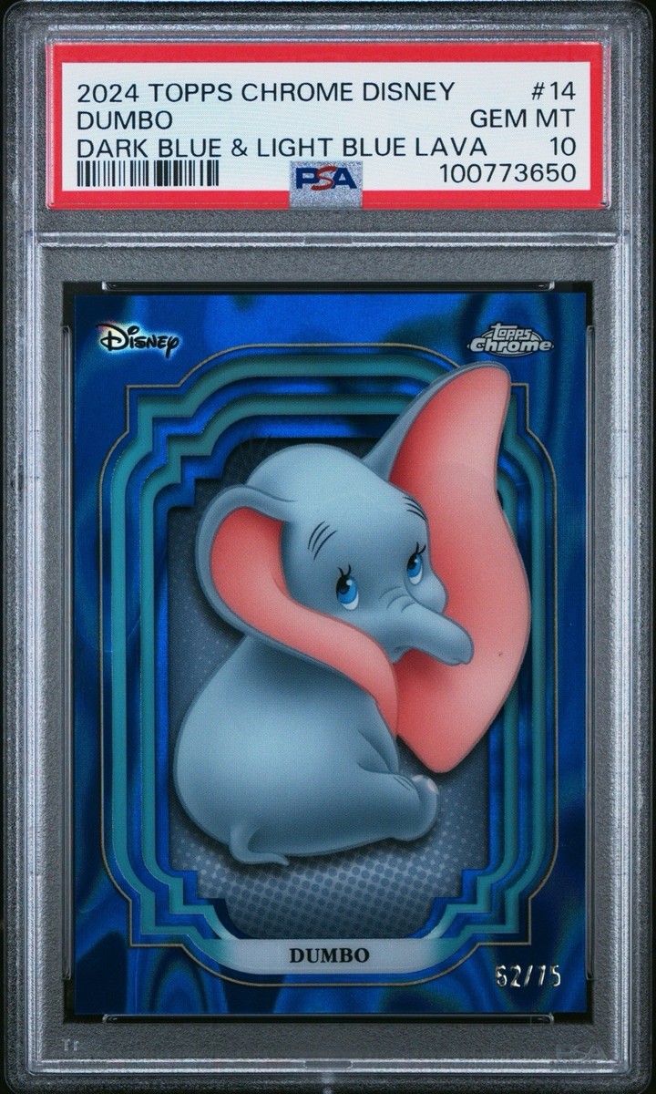 Dumbo 2024 Topps Chrome Disney Dark Blue & Light Blue Lava /75 PSA