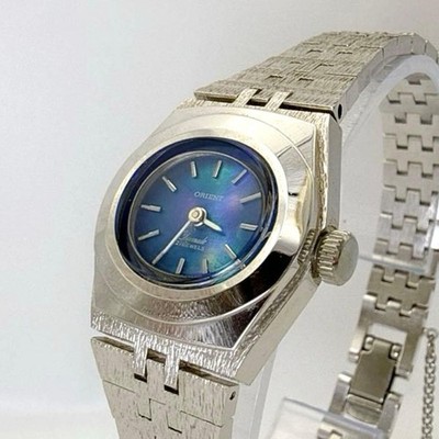 Orient I12039200 Wristwatch Vintage 21 Jewels Manual Wind Dial Blue
