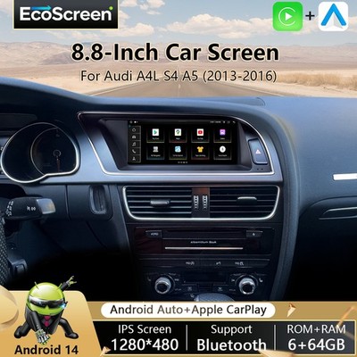 Für Audi A4/B8/S4 2013-2016 8.8'' Android14 Car Stereo GPS Apple CarPlay BT FM