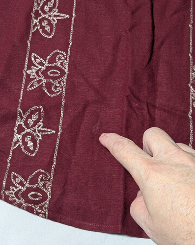 CUBAVERA Burgundy Linen Blend Men Medium 1/4 Button Pullover Long Sleeve Shirt - Picture 16 of 18