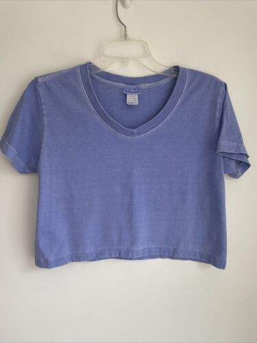 Fresh Produce Top Damen Small/Medium Lila Cropped Kurzarm Baumwolle V12