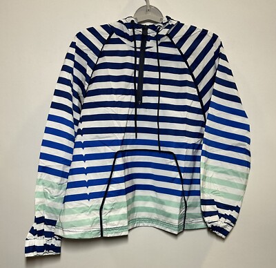 Hunter For Target Windbreaker Jacket Womens Blue White Striped Pullover M