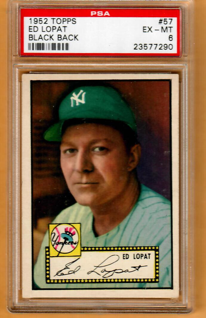 1952 Topps Ed Lopat #57 PSA 6 EX-MT Black Back