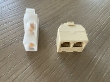 2pc Phone Line 1 to 2 Dual RJ11 Jack Modular Telephone Duplex Splitter Adapters