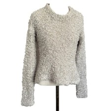 Vintage Y2K Silvery Gray Fluffy Textured Pullover Sweater - S/M