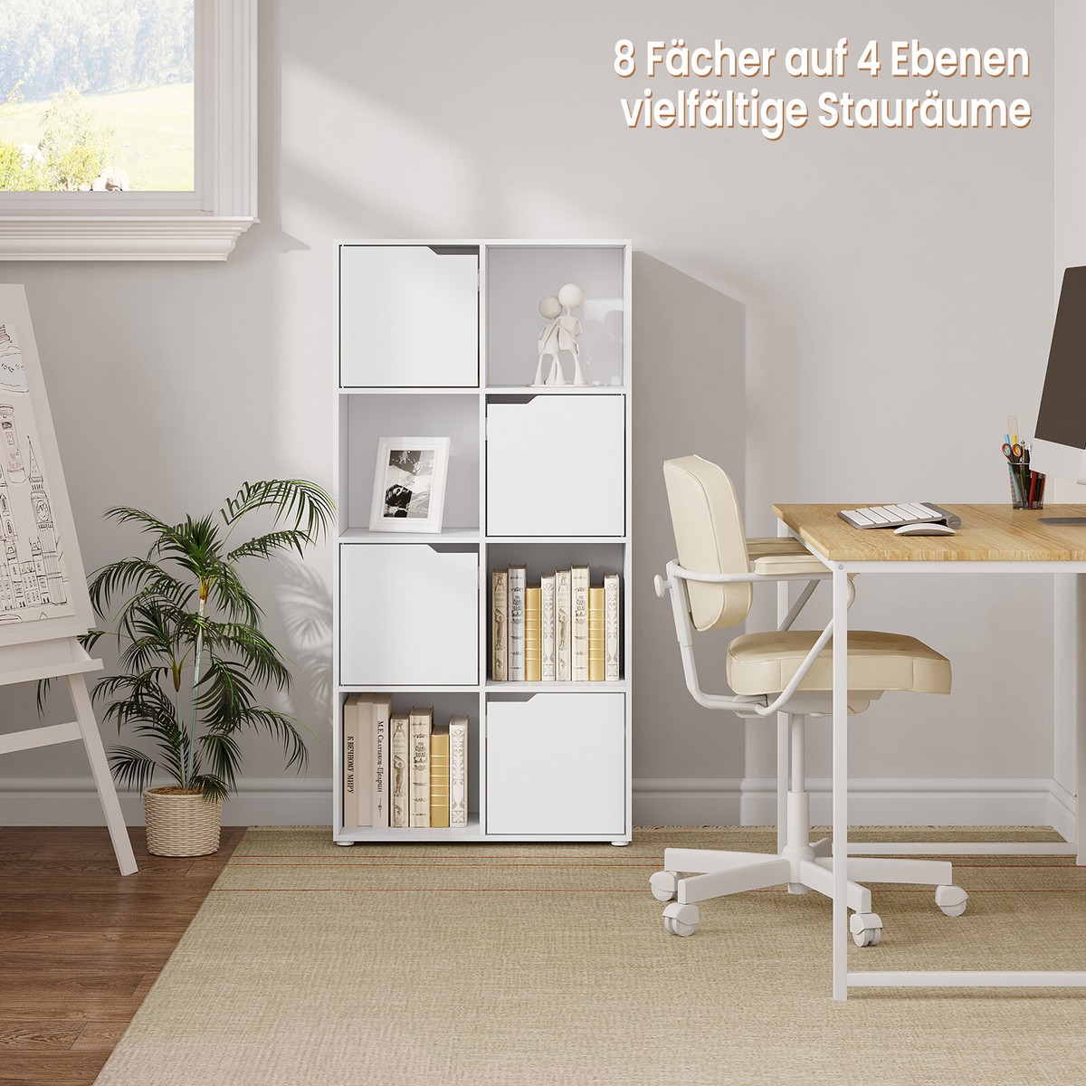 Bücherregal Mit 5 Fächern, Bücherschrank, Standregal, Aktenregal Für Büro