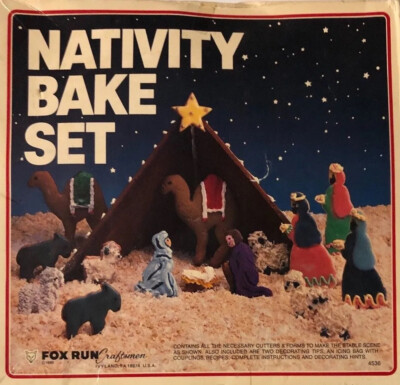 Vintage Nativity Bake Set 1985 FOX RUN By Craftsmen + Instructions 9 Pieces XMAS