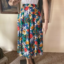 Vintage 1980s Floral Culottes Super Wide Leg Shorts Skirt M