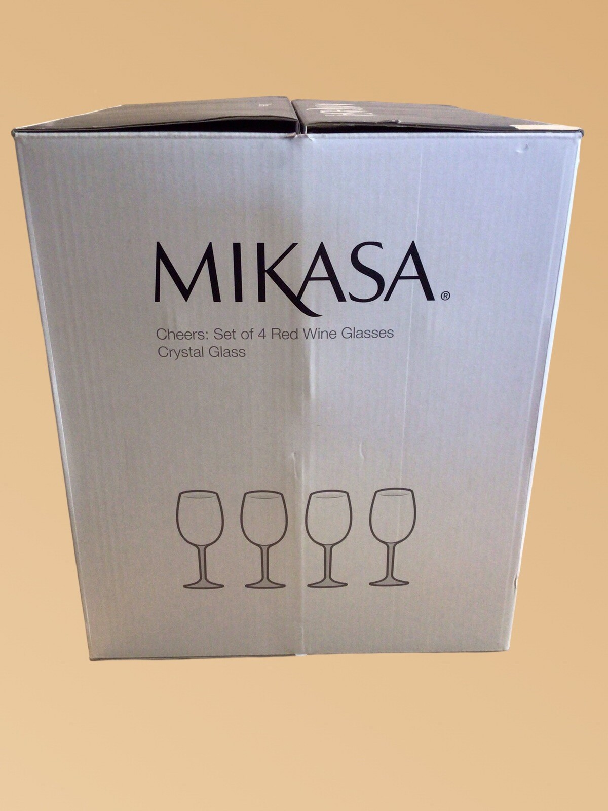 NEW MIKASA CHEERS SET OF 4 WHITE WINE GLASSES 16 OZ,STCKERS ON GLASSES WITH BOX