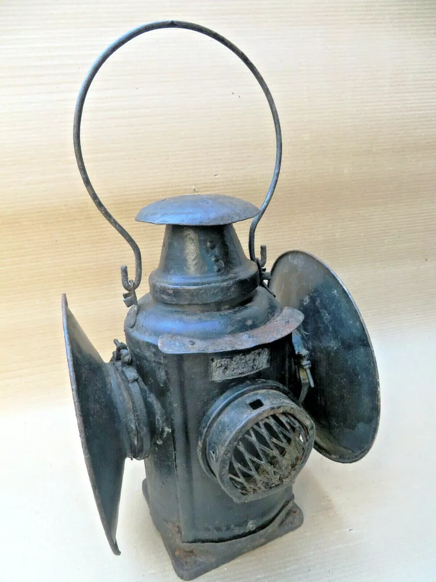 ANTIQUE LANTERN 4 WAY RAILROAD SIGNAL LAMP RAILWAY HISTORY IRS SA 5702 BOMBAY