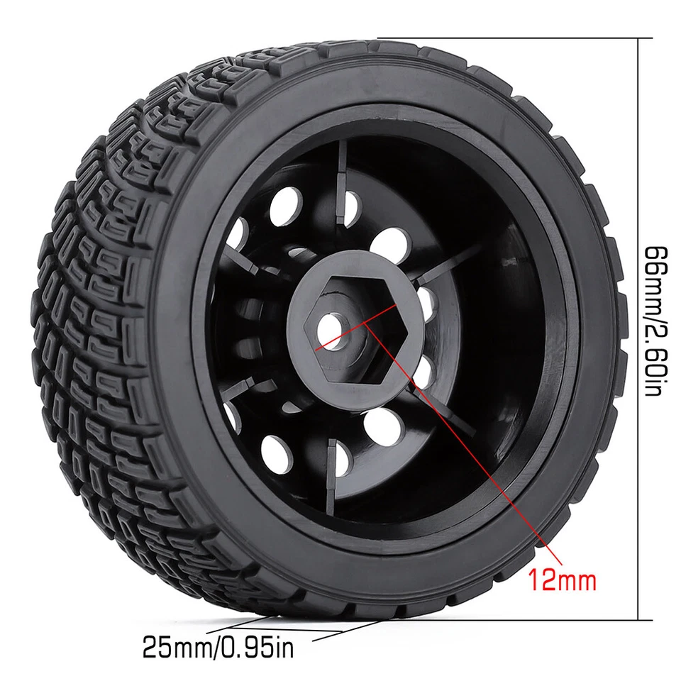 Austar 12mm Hex 67mm RC Rubber Tires Wheel for 1/10 Rolly WLtoys 1/14 144001 Car - Image 2 of 4