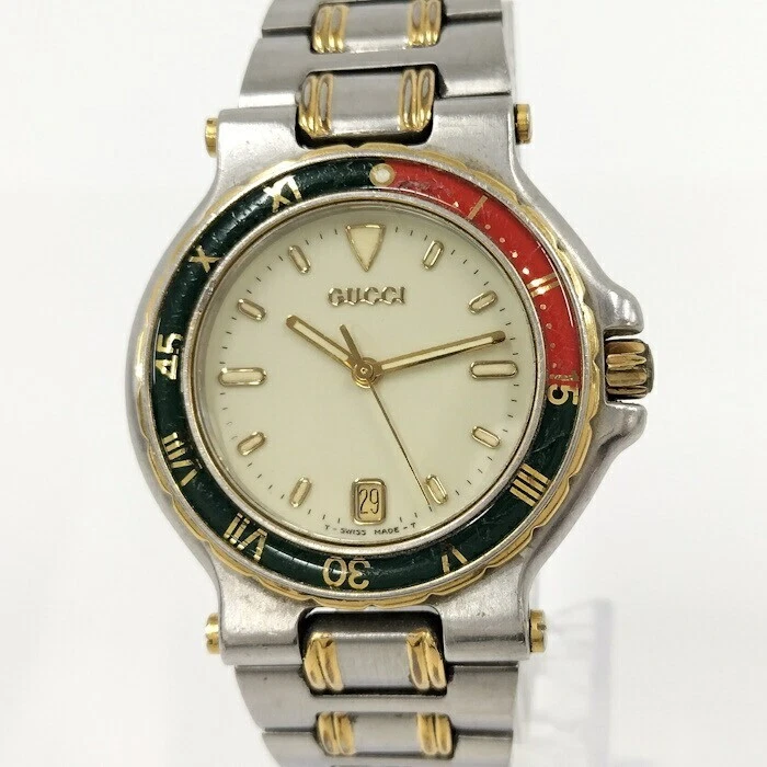 Montre homme Gucci 9700M quartz cadran ivoire ronde 36 mm analogique SS du Japon