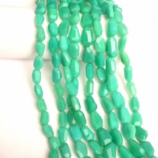 Natural Chrysoprase Beads 8 Inch Strand 11x14-13x16MM Beads Faceted Tumble Beads