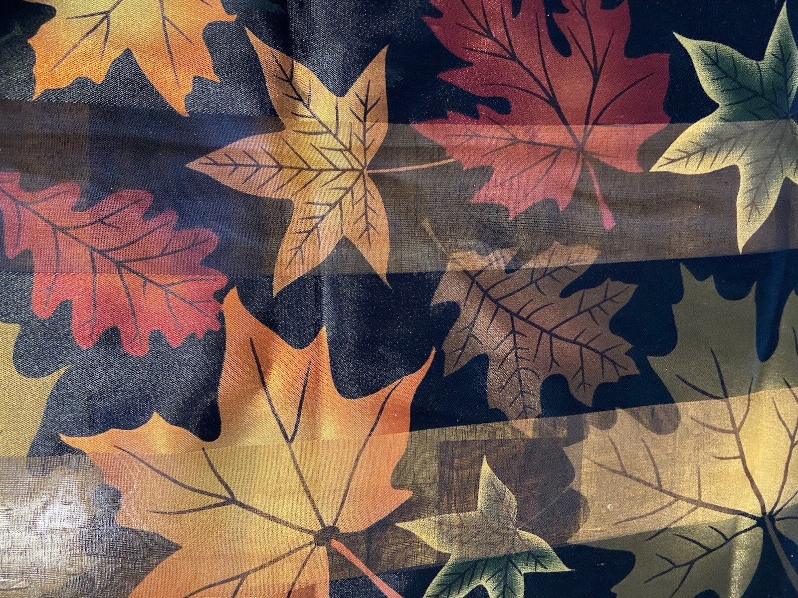 Beautiful Rectangular Scarf With fall Colored Lea… - image 2