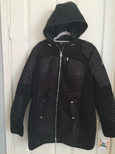 michael michael kors black mixed media coat