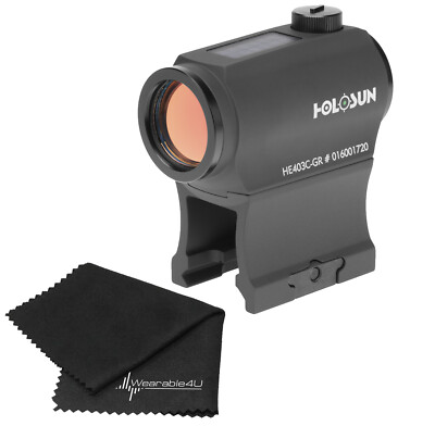 Holosun HE403C-GR Optical Green Dot Sight with Lens Cleaning Towel Bundle