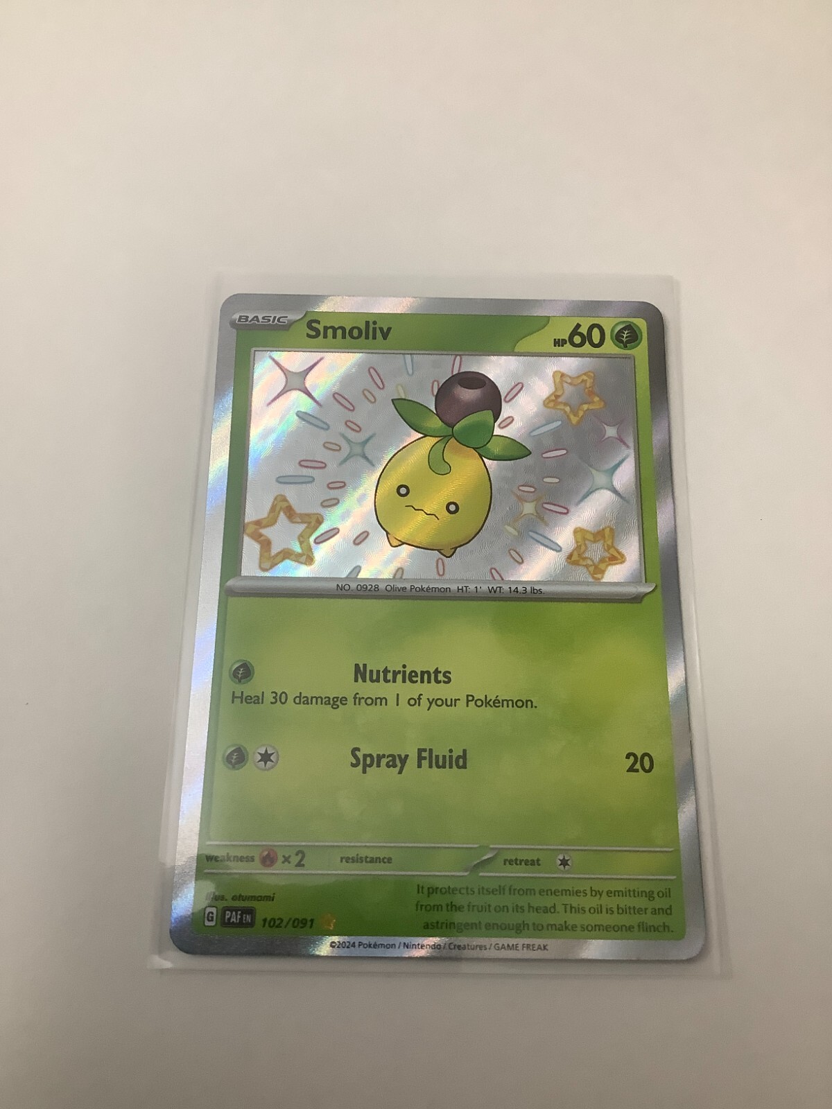 2024 Pokemon SV Paldean Fates Smoliv 102/091 M/NM