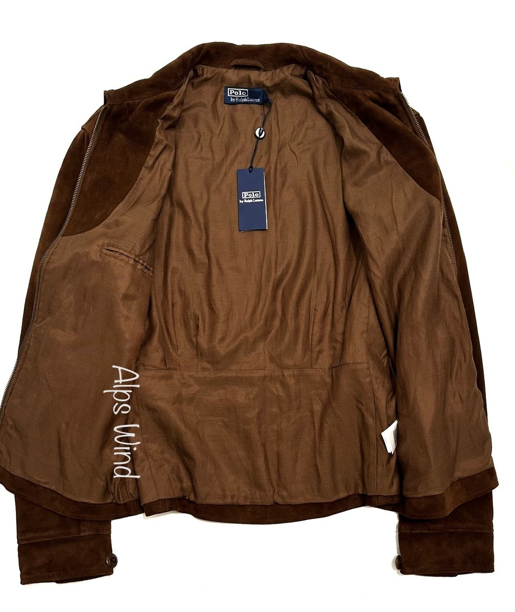 New Polo RL Mens Suede Leather Full Zip Jacket in Teak Size New Polo RL Mens Suede Leather Full Zip Jacket in Teak Size