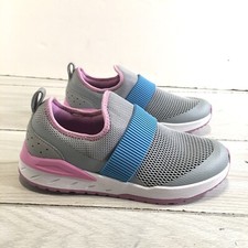 DSG girls slip on athletic shoe w/mesh outer pink grey blue Sz 6