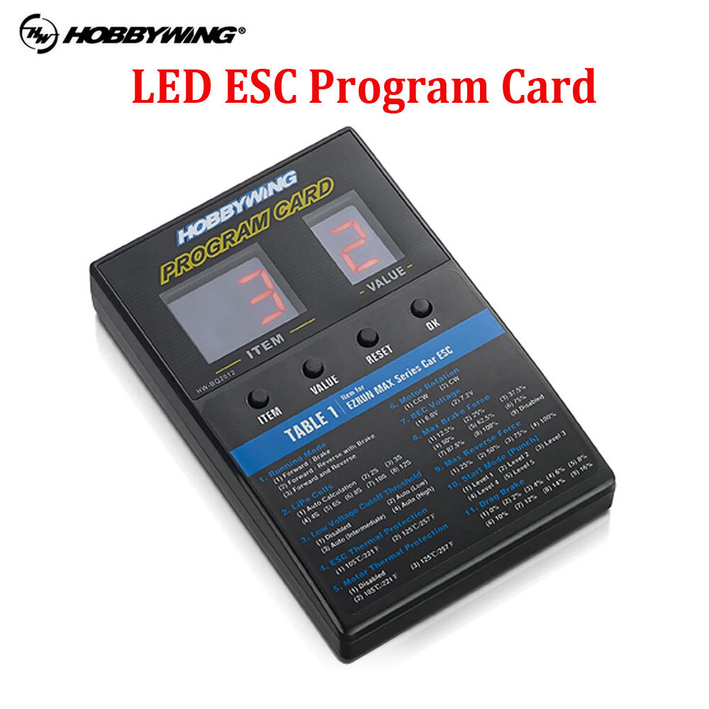 HOBBYWING ESC LED boîte de carte de programme pour Platinum V1/V2 FlyFun V5 XeRun EzRun QuicRun SeaKing série avion sans brosse voiture ESC  26