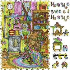 Wooden Jigsaw Puzzle for Adults by FoxSmartBox - 350 Pieces - Home, Sweet Home