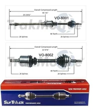 Pair Of Front CV Joint Axle Shafts for Volvo 850 FWD 1993-1997 SurTrack Set